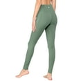 thumbnail image 2 of Made by Johnny Women's Peached Front Seamless Leggings with Side Pocket Full-Length Yoga Pants M SMOKY_GREEN, 2 of 6