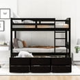 thumbnail image 2 of CoSoTower Twin Over Twin Wood Bunk Bed With Trundle And Drawers, Espresso, 2 of 9