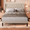 Beige, variant on Lofka Queen Size Bed Frame with Upholstered Wingback Headboard Beige Finish