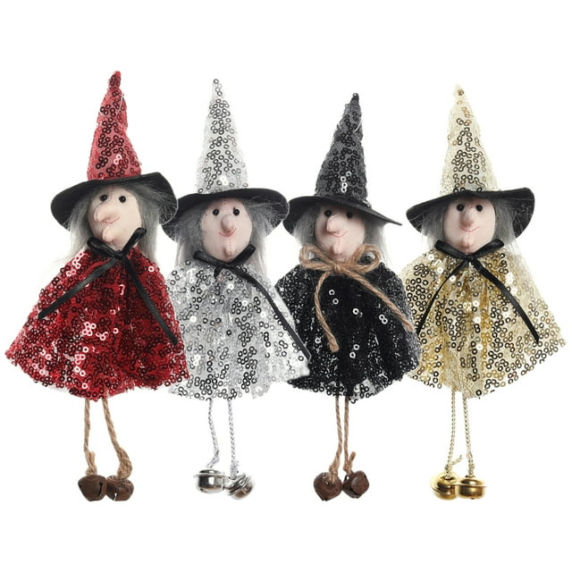 4pcs Chic Witch Figurine colgando decoración de Halloween Festival de decoración de brujas