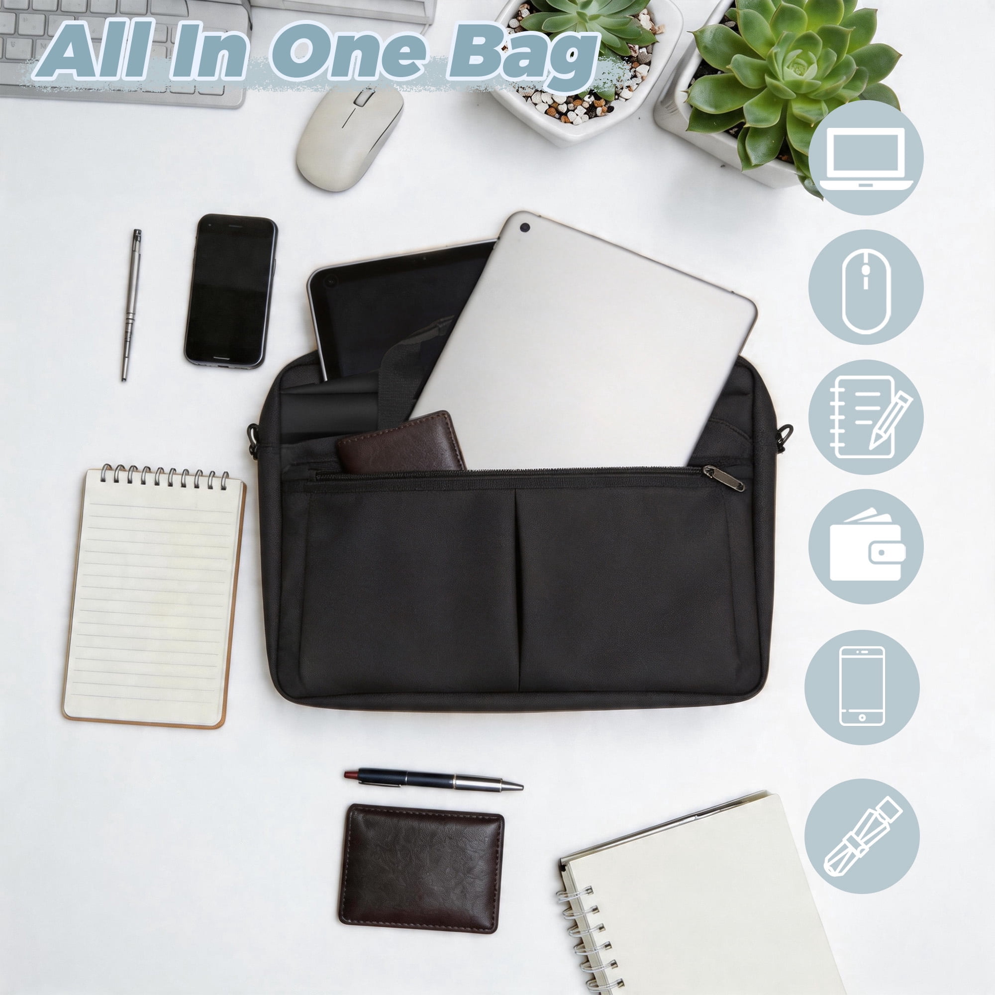 15.6"-16" Laptop Bag, Large Capacity Laptop Case with Padded Handle, Laptop Briefcase Computer Carrying Bag with Shoulder Strap