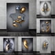 thumbnail image 2 of Escultura de estatua de figura de metal de alambre de acero abstracto, pintura en lienzo para pareja, pintura colgante, base de pintura de impresión a chorro de alta definición, 2 of 5