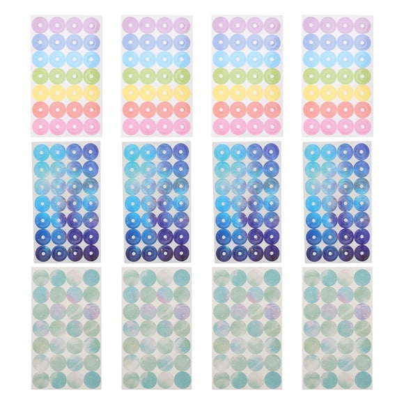 CHUANK 12 Sheets Hole Punch Reinforcement Sticker Labels Tear Resistant Circles Hole Protectors For Loose-Leaf Paper Sheets