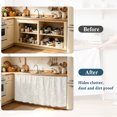 thumbnail image 3 of Ivory Cream Florals Cabinet Curtains 28"x51" Sink Skirt for Bathroom Kitchen, Abstract Damask Flowers European Style Self Stick Adhesive Under Desk Covers Tall Laundry Cabinet Storage Organizer, 3 of 8