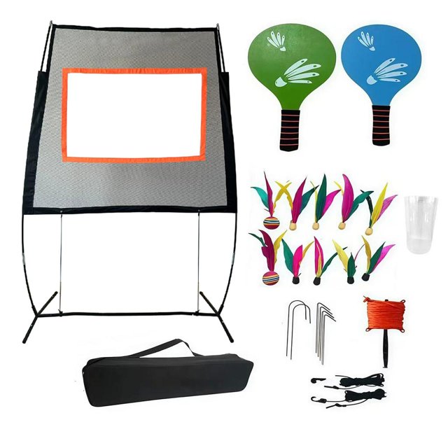 Conjunto de red de bádminton con raquetas y soporte, práctica red portátil para hombres y mujeres con bolsa de transporte para parques de entrenamient
