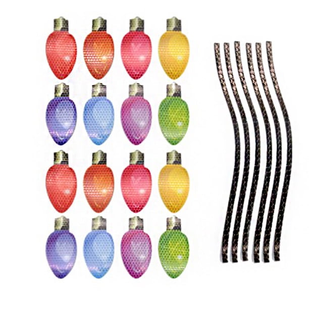 Adhesión de la etiqueta engomada del coche Accesorios de vacaciones Sin rasguños Decoración automática Pegatinas reflectantes Combinación Kits de decoración para fiestas 16 bombillas/6 cables Yuarrent HA065572-02