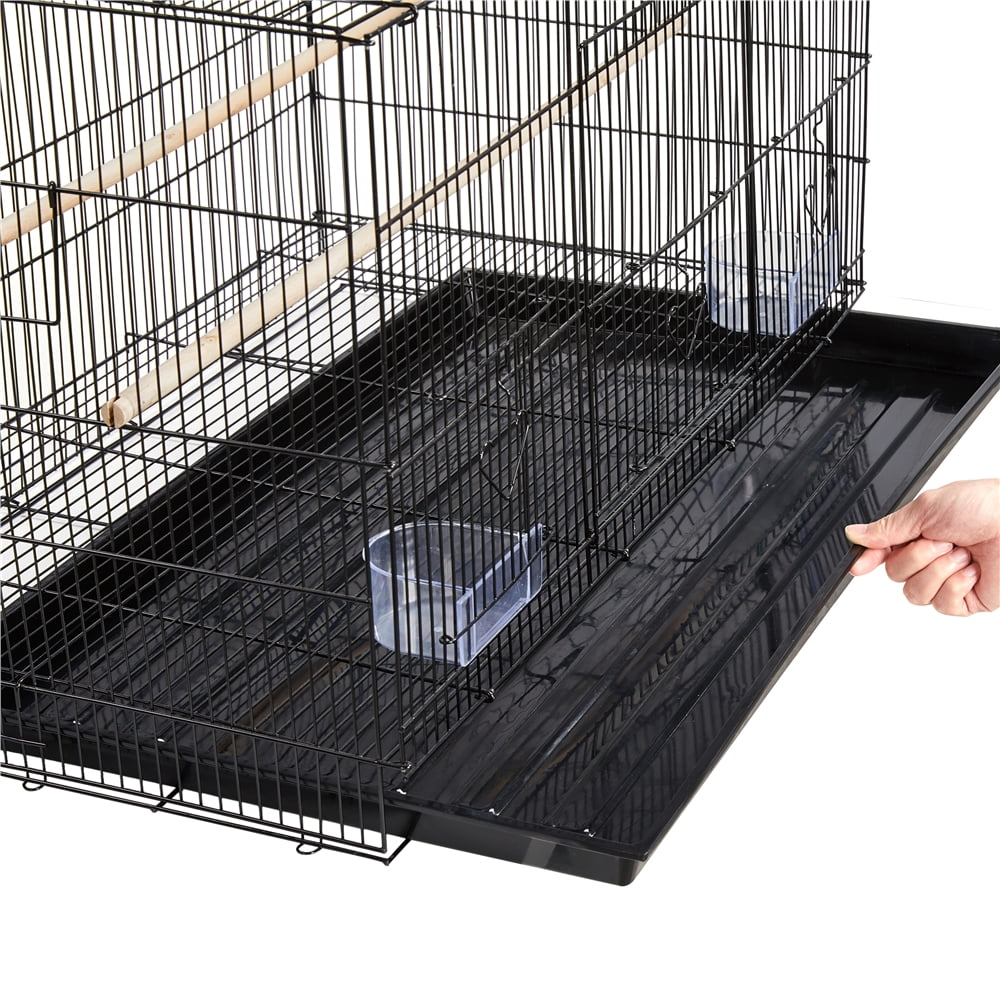 Yaheetech 30.5 inch Rectangle Breeding Flight Parakeet Bird Cage with Slide-Out Tray for Finches Budgies Cockatiels, Black