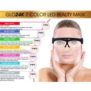 GLO24K 7 Color LED Light Therapy Face Mask, Anti-Aging Skin Rejuvenation Device for Wrinkles, Acne, Firming & Brightening, Facial Treatment Mask for Youthful Radiant Skin