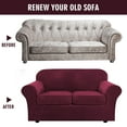thumbnail image 7 of SHANNA Sofa Covers Stretch Velvet Couch Covers with Seperate Seat Cushion Covers, Armchair /Loveseat / Sofa Slipcovers (Burgundy, Loveseat Cover), 7 of 7