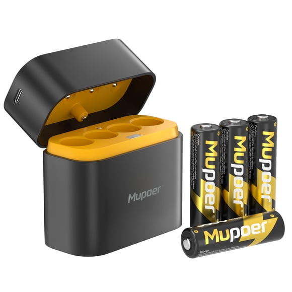 Rechargeable Batteries AA Lithium with Charger,3600mWh Lithium Battery Aa 4 Pack 1.5V,Double AA Batteries for Blink Cameras High Capacity,Piles A Li-ion Battery with Charging Storage Box