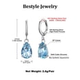 thumbnail image 5 of Bestyle Created Aquamarine Dangle Earrings Women Sterling Silver Hoop Earrings Teardrop Birthstone Ear Charms for Wedding Birthday Everyday Wear, 5 of 8