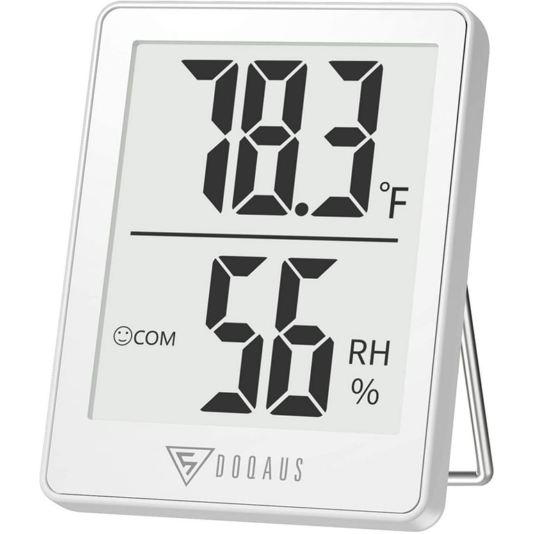 DOQAUS Digital LCD Hygrometer Thermometer, Indoor Thermometer Humidity  Gauge, Humidity Meter for Home,Bedroom,Office,Greenhouse,White 