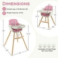 thumbnail image 3 of Yardi Yard 3-in-1 Convertible Wooden High Chair with Cushion-Pink, Compact and Portable High Chair, Foldable High Chair, High Chair, 3 of 8
