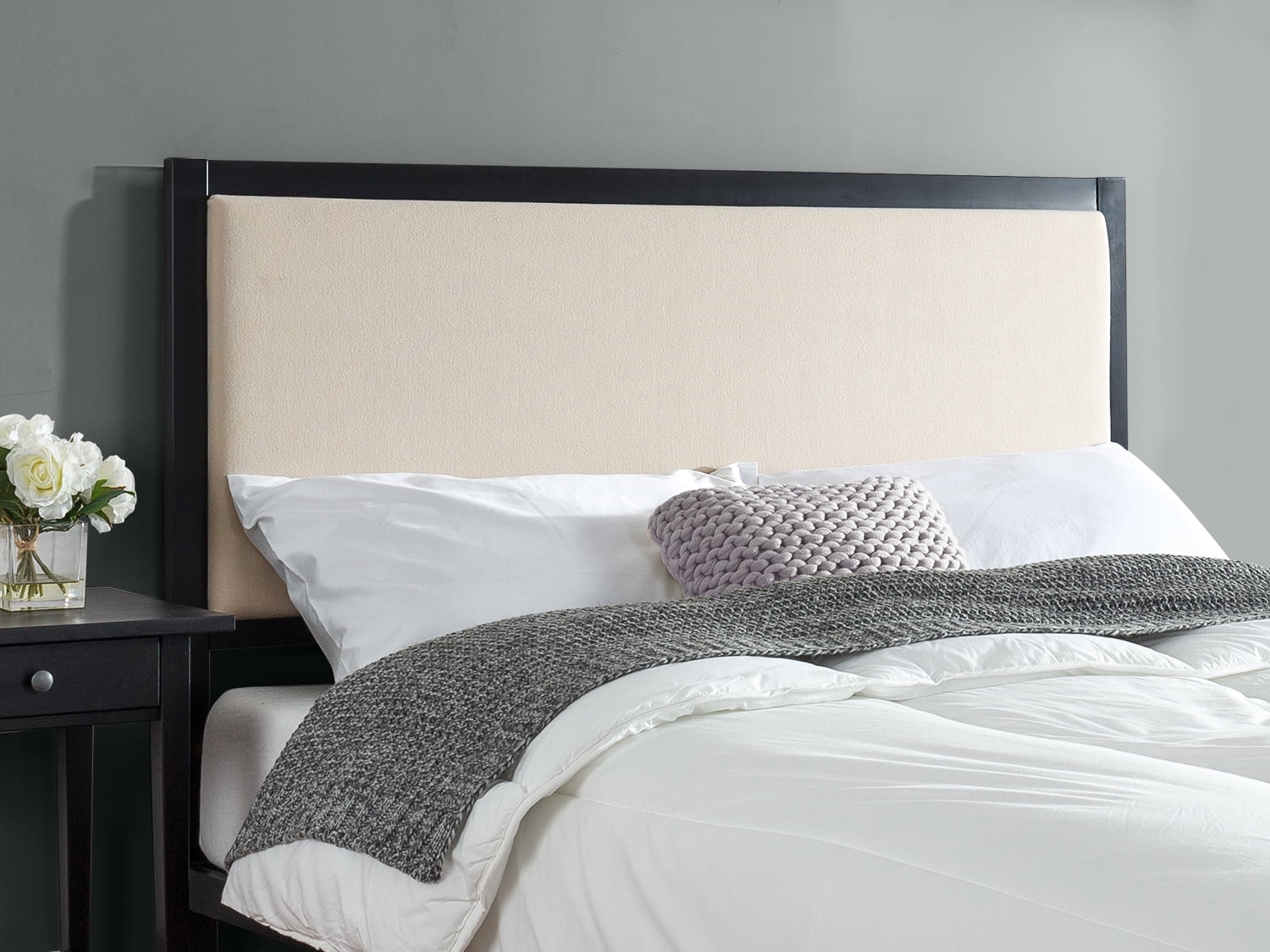 Zinus Kendal Taupe Upholstered Metal Headboard, Multiple Sizes