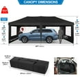 thumbnail image 3 of HOTEEL 10x20 Pop up Canopy Tent, Waterproof Commercial Tent with 6 Removable Sidewalls, Outdoor Sun Shelter Gazebo for Parties, Wedding, Camping, Courtyard ,Black, 3 of 10