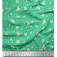 thumbnail image 1 of Soimoi Green Poly Georgette Fabric Wreath & Bird Print Fabric by Yard 42 Inch Wide, 1 of 3