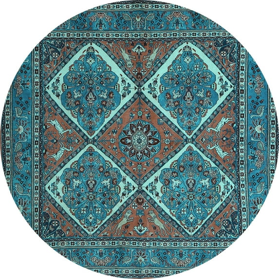 Ahgly Company Indoor Round Persian Light Blue Traditional Area Rugs, 8' Round