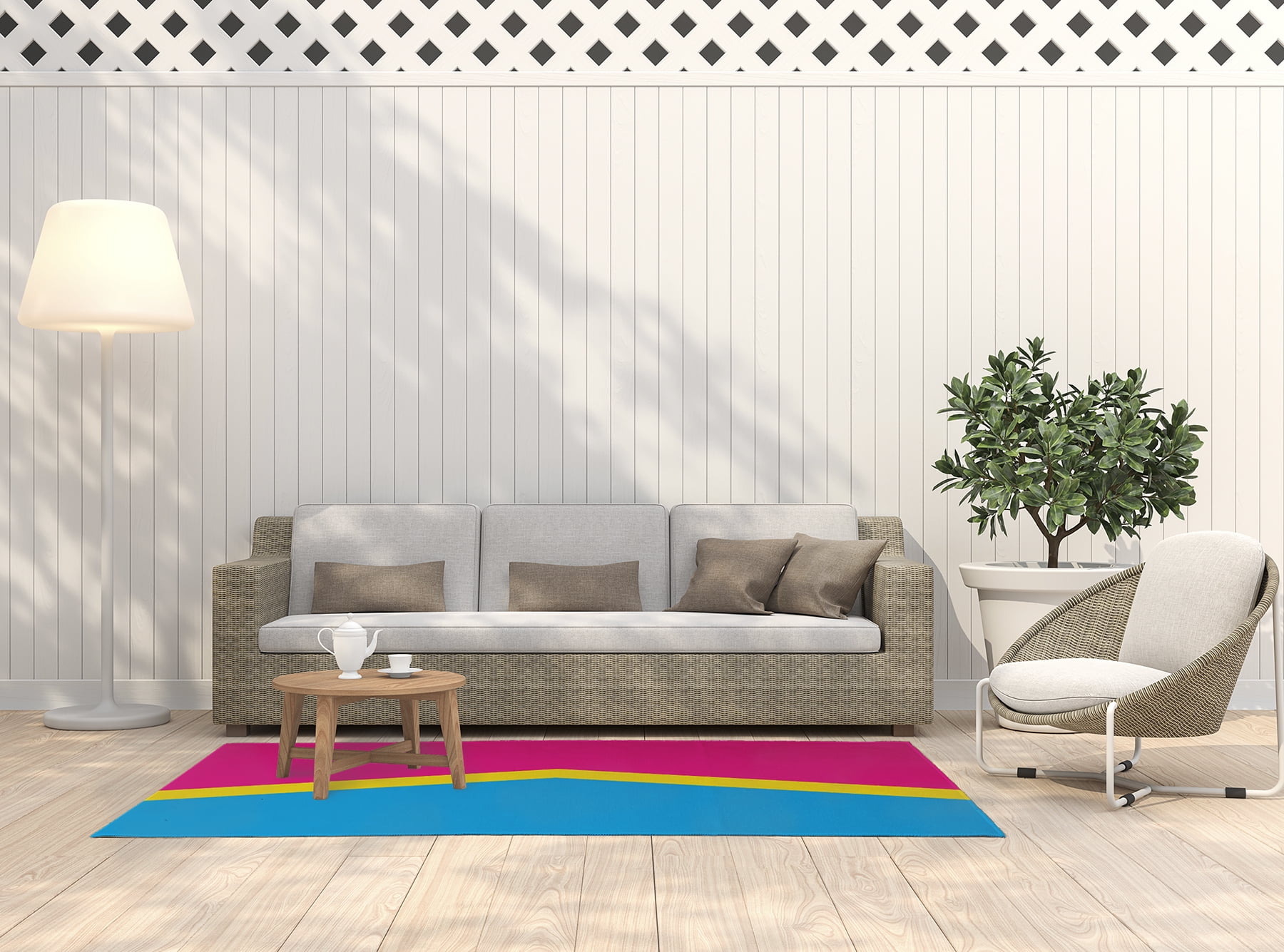 Simply Daisy 5' x 7' Pansexual Chevron Pansexual Chevron Chenille Indoor/Outdoor Rug