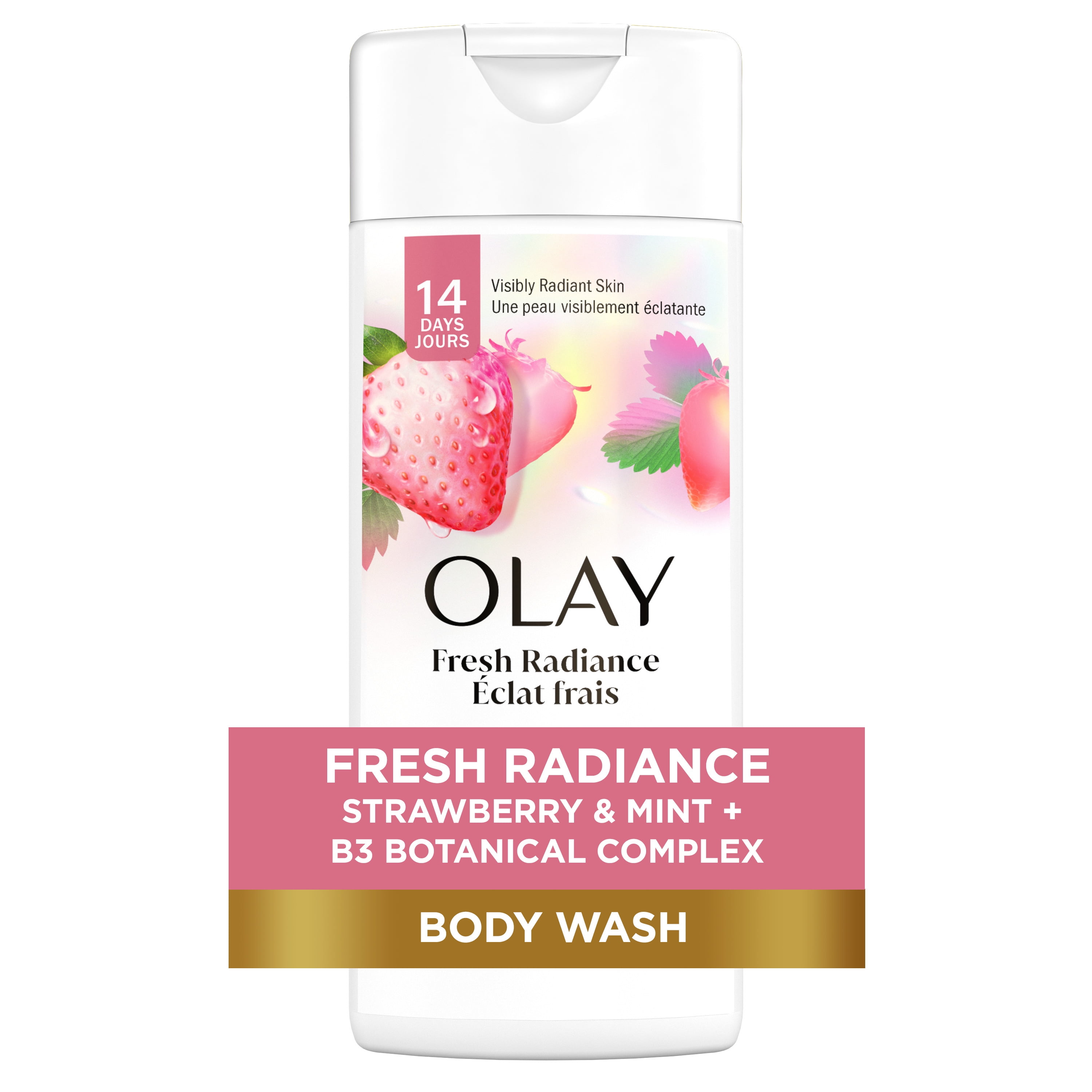 (3 pack) Olay Fresh Outlast Body Wash, Notes of White Strawberry & Mint, 3 fl oz