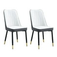 thumbnail image 5 of Hassch Modern PU Leather Dining Chairs Set of 2, with Curved Contour, Thick Cushioned Seat, and Sturdy Metal Legs for Home, Office, or Kitchen (White+Dark Gray), 5 of 7
