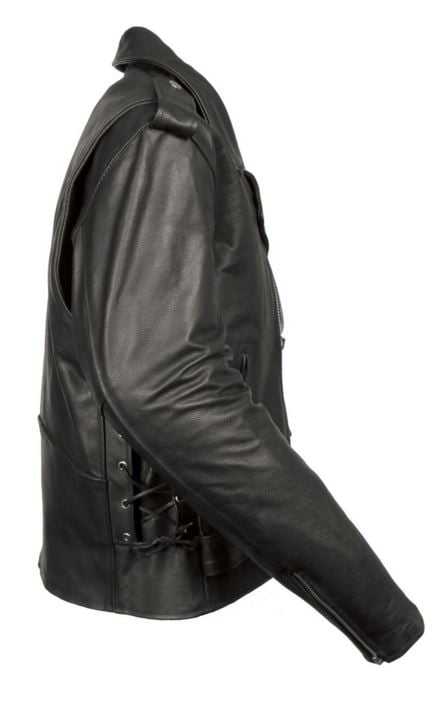 Black, 4X-Large Event Biker Leather Mens Basic Motorcycle Jacket with Pockets