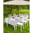 thumbnail image 4 of nqOlkjepod Blue Beige Floral Outdoor Tablecloth with Umbrella Hole & Zipper, Vintage Smear Abstract Art Rectangle Table Cover 52x70 Inch, Dining Waterproof Table Cloth Protector for Patio/Party, 4 of 7