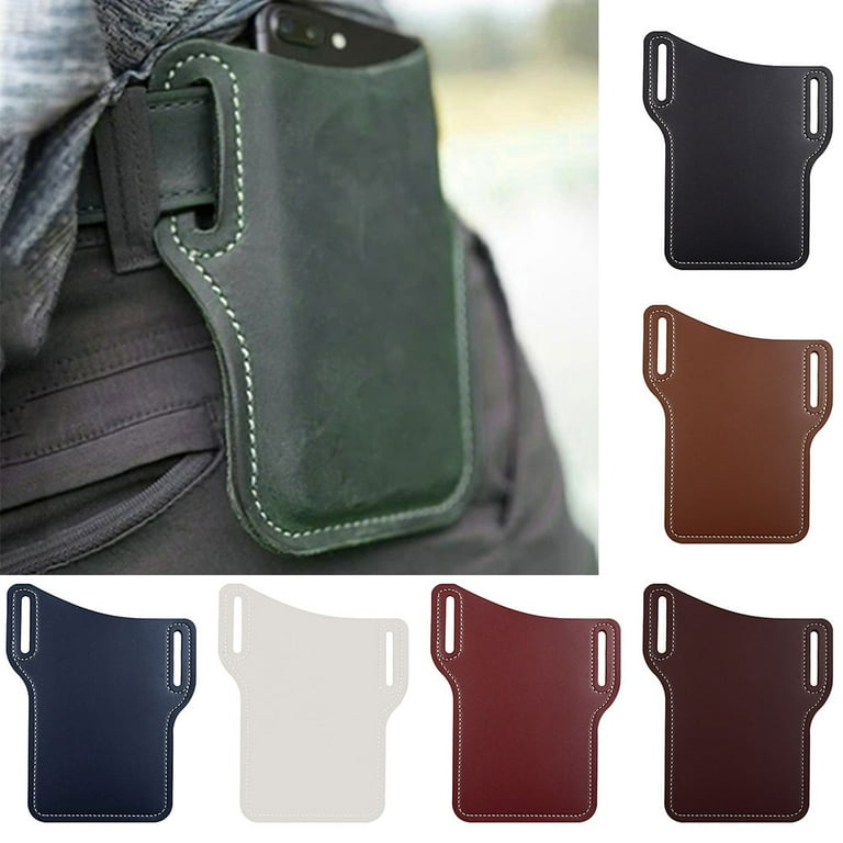 Porfeet Men Outdoor Belt Waist Bag Faux Leather Case Pouch Cell