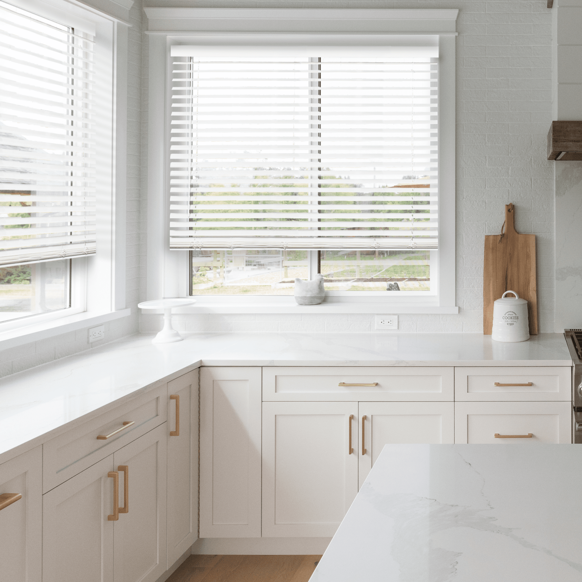 Chicology White Cordless 2” Inch Faux Wood Blinds for Windows with Valance |61.5"W X 72"H| Room Darkening | Light Filtering | Easy Install | Moisture Resistant