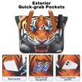 thumbnail image 2 of Tote Bag for Women - Tiger and Flowers Shoulder Bag - Large Utility Work Duffle Bag with Zipper Handbag for Travel, Work, Sprots, 2 of 5
