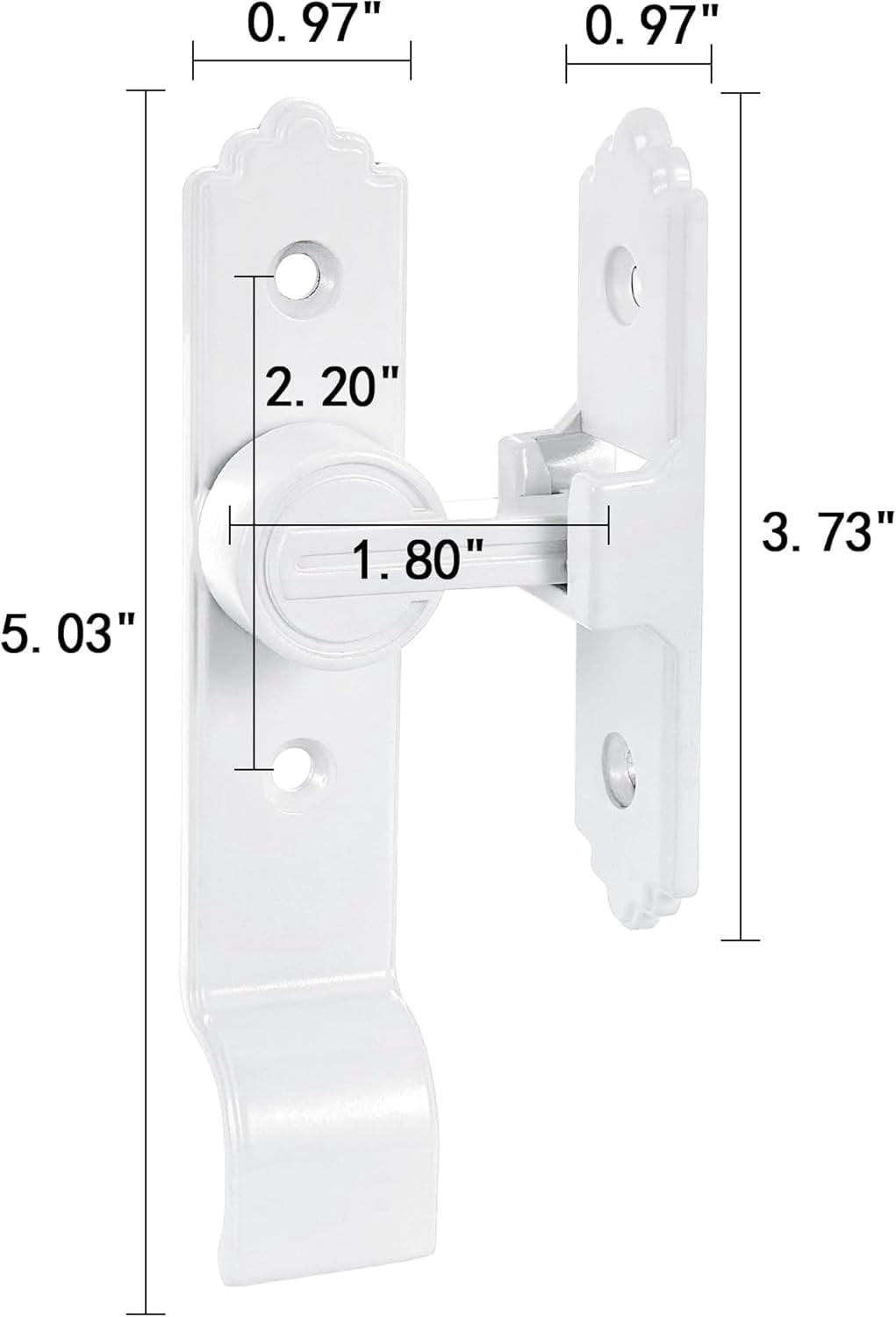 90 Degree White Barn Door Lock, Flip Gate Latch with Handle, Heavy Sliding Door Latches, Door Security Sliding Latch Lock for Cabinets, Bathroom, Garden, Window, Garage
