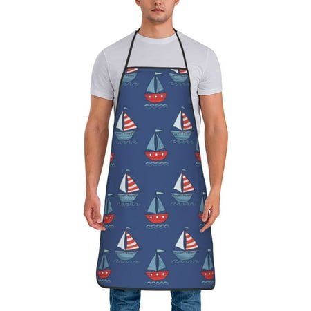 

Aprons for Men Women - Navy Boat Cooking Kitchen Apron Chef Apron Waterproof Apron for Painting Pottery Baking BBQ Gardening Salon Gift For women Men
