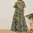 thumbnail image 2 of Summer Saving Wycnly Summer Dresses for Women Fashion Plus Szie Flowy Pleated Swing A Line Long Dresses 2024 Short Sleeve Crewneck Floral Print Maxi Formal Dress Green XL, 2 of 4