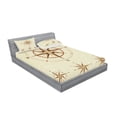 thumbnail image 2 of Ambesonne Vintage Fitted Sheet & Pillow Sham Set, Compass Nautical Retro, Queen, Beige Tan, 2 of 2