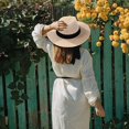 thumbnail image 4 of BEMS-1pcs Sombrero de paja blanco roto para mujer - Sombrero de playa - Sombrero de verano - UV, 4 of 5