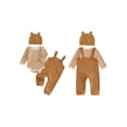 thumbnail image 2 of Cjfdfy Newborn Girl Boy Bear Romper Overall Infant 3pcs Outfit Set Long Sleeve Striped Romper Bear Embroidery Overall Suspender Pants Hat Sets Cute Bear Fall Winter Outfits Bodysuit 0-18 Months, 2 of 9