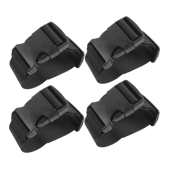 4-Pack Adjustable Black Travel Suitcase Straps Luggage Connectors for Backpack and Handbag Secure CarrDouble Lock, Black