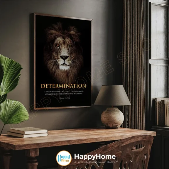 Lion Wall Art Determination Definition Motivational Inspirational Poster Home Decor Office Wall Art