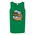thumbnail image 2 of Wild Bobby, Paradise Surf Shack Marlin Pop Culture Mens Graphic Tank Top, Kelly, Small, 2 of 3