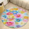 thumbnail image 4 of Floral Colorful Flower Floral Medallion Round Rug - Small Round Area Rug, Soft Non-Slip Machine Washable Bedroom Mat Indoor Accent Entry Carpet for Office Desk Dorm Hallway, 4 of 6