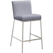 Strange DNA Emilia Stool | Elegant Design Chrome Frame Height Stool | Modern Flair Seat Furniture for Dining, Kitchen and More (Grey, 26)