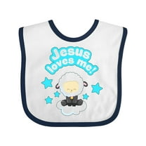 Inktastic Jesus Loves Me Cute Lamb and Stars Boys or Girls Baby Bib