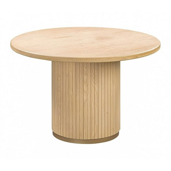 Pemberly Row Transitional Oak Wood Round Dining Table - 47.3"W x 47.3"D x 30"H