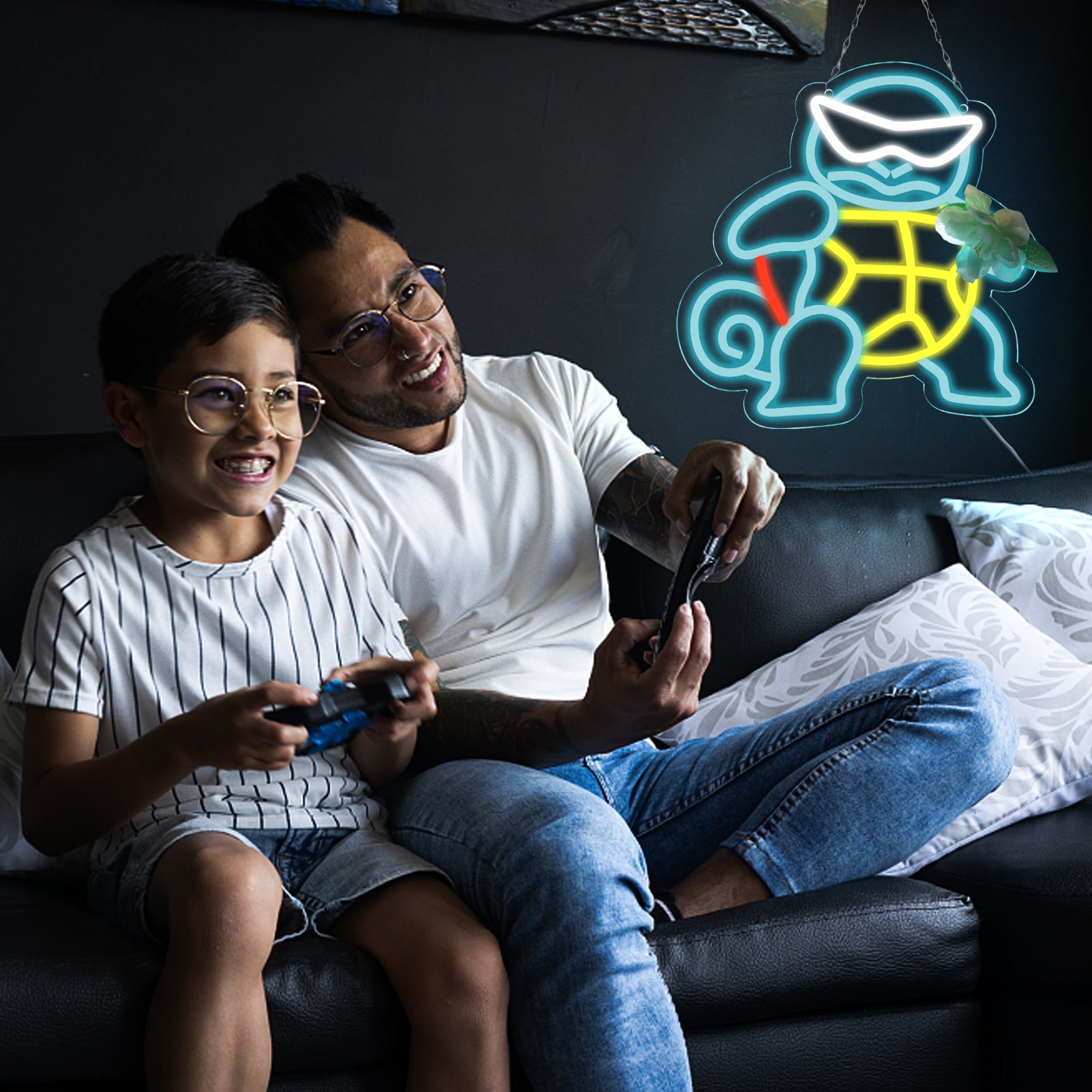 Cartoon Turtle Neon Sign Multicolor USB LED Decor