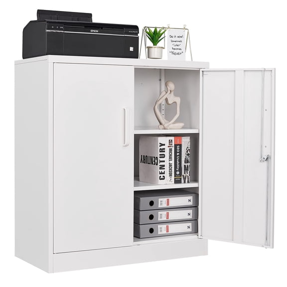 Fesbos Metal Storage Cabinet with 2 Doors, Lockable Steel Storage Cabinet with 2 Doors and Adjustable Shelves, Steel Lockable File Cabinet, Locking Tool Cabinets for Office,Home,Garage