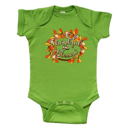 

Inktastic Thankful and Blessed Inspirational Autumn Wreath Gift Baby Boy or Baby Girl Bodysuit