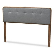 Bowery Hill Mid-Century Wood Tufted Full Headboard in Dark Gray