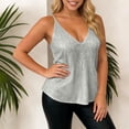thumbnail image 7 of Miluxas Womens Sequin Sleeveless Sparkly Tank Tops V Neck Strappy Shimmer Cami Top Sparkle Shirt for Partty Club Silver, 7 of 7