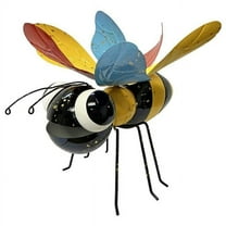 Continental Art Center 22350 Colorful Enameled Metal Bumblebee with Spinning Wings Statue - Multi Color
