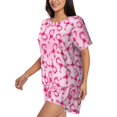 thumbnail image 3 of Womens Pajama Sets With Pocket, Breast Cancer Awareness-Q Lounge Sets Short Sleeve Sleepwear PJ Sets for Women, 3 of 6