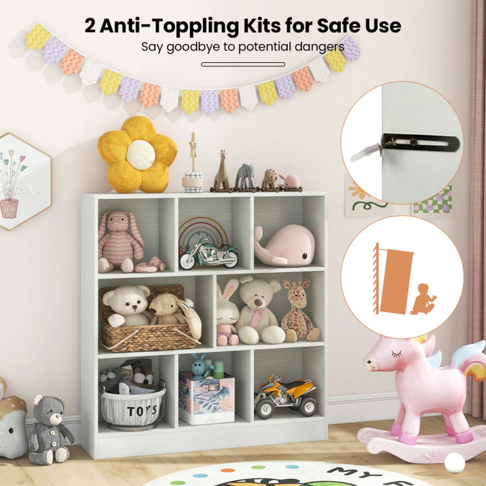 Resenkos 41 Inches 8-Cube Freestanding Bookcase for Kids-White, Kids Toy Storage for Kids, Boys, Girls, Nursery